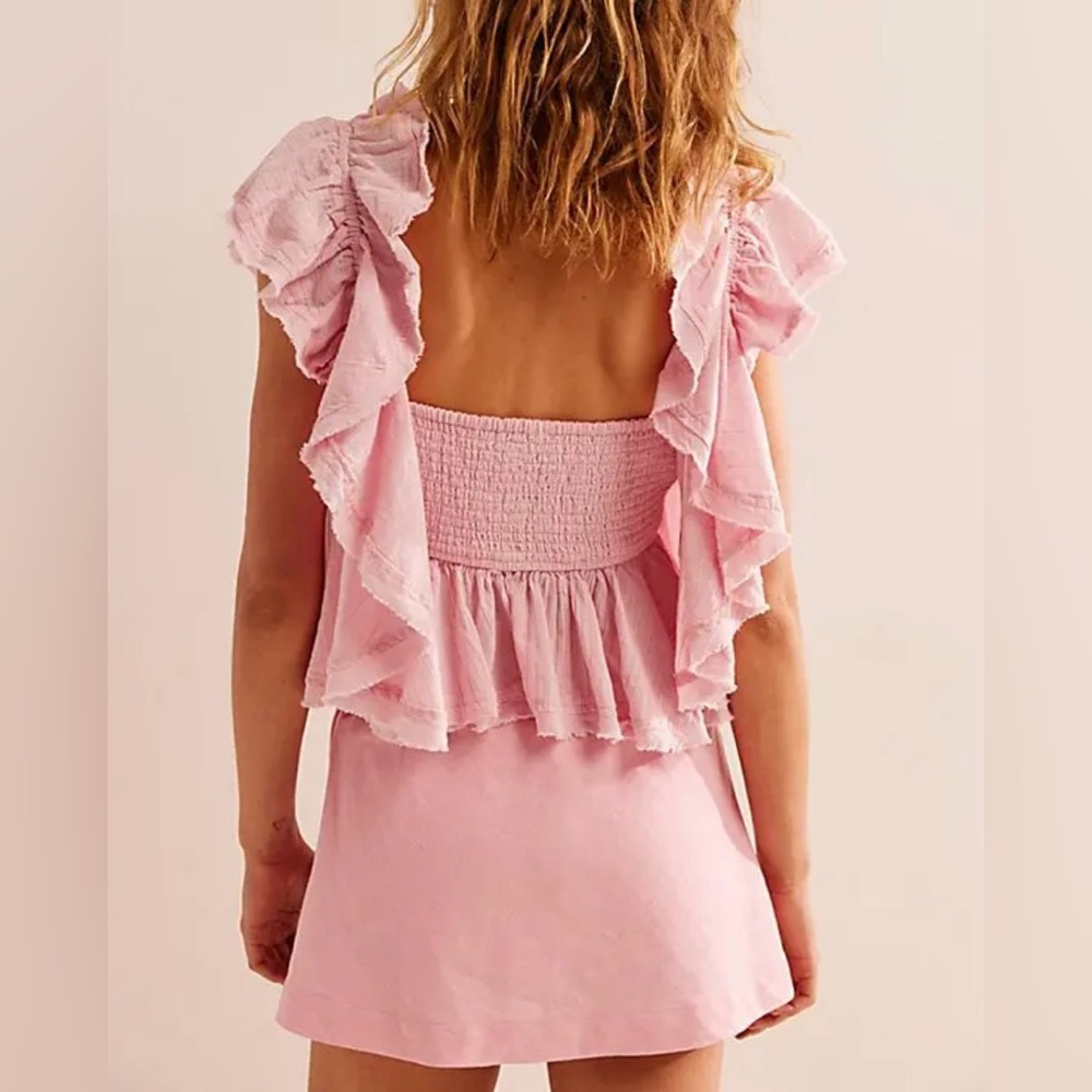 Free People 100% Cotton Make Waves Reversible Crop Top Babydoll Top - Picture 7 of 12